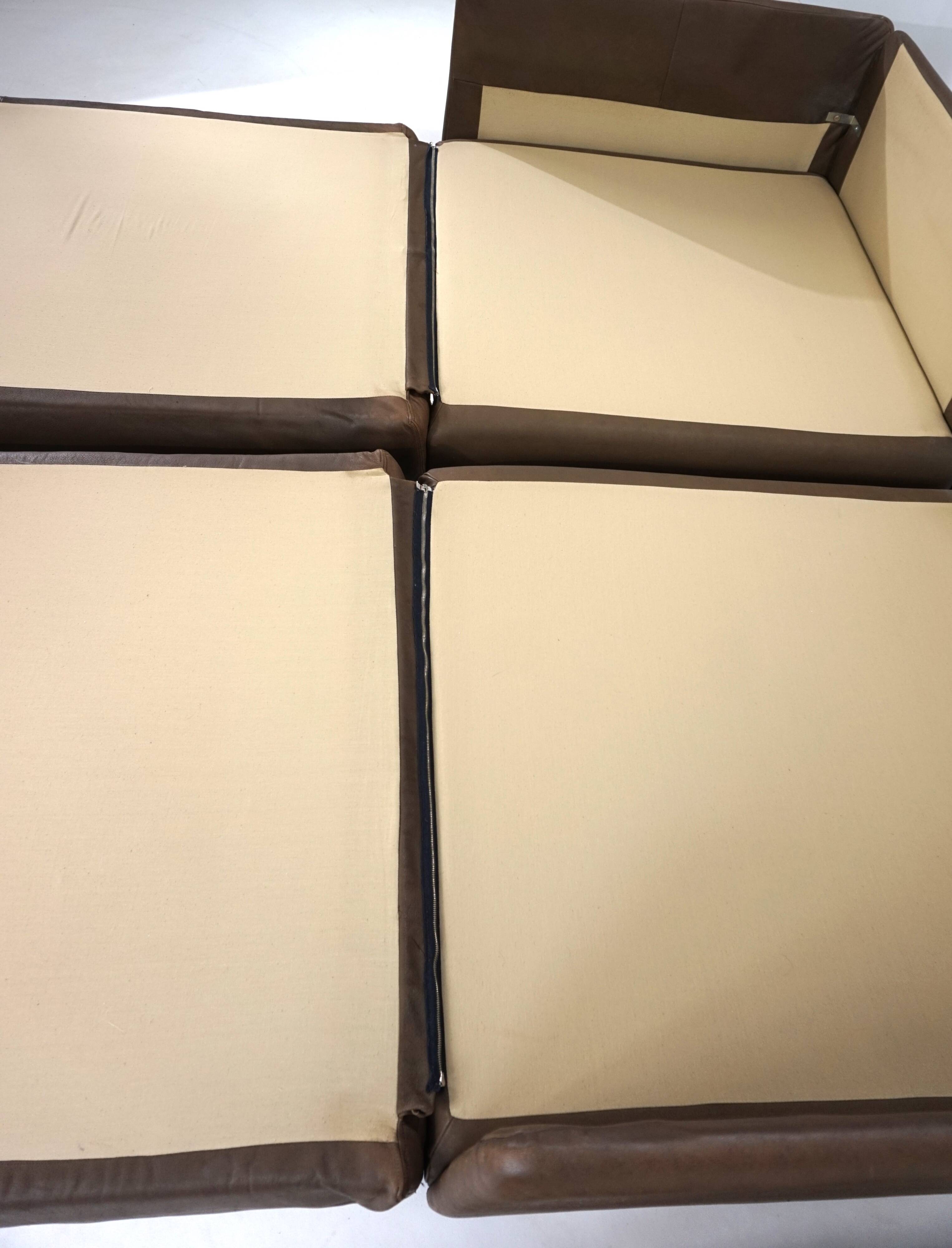 De Sede DS-76 leather double sofa bed, 1970
