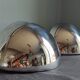 Pair of vintage chromed metal half-moon wall lamp