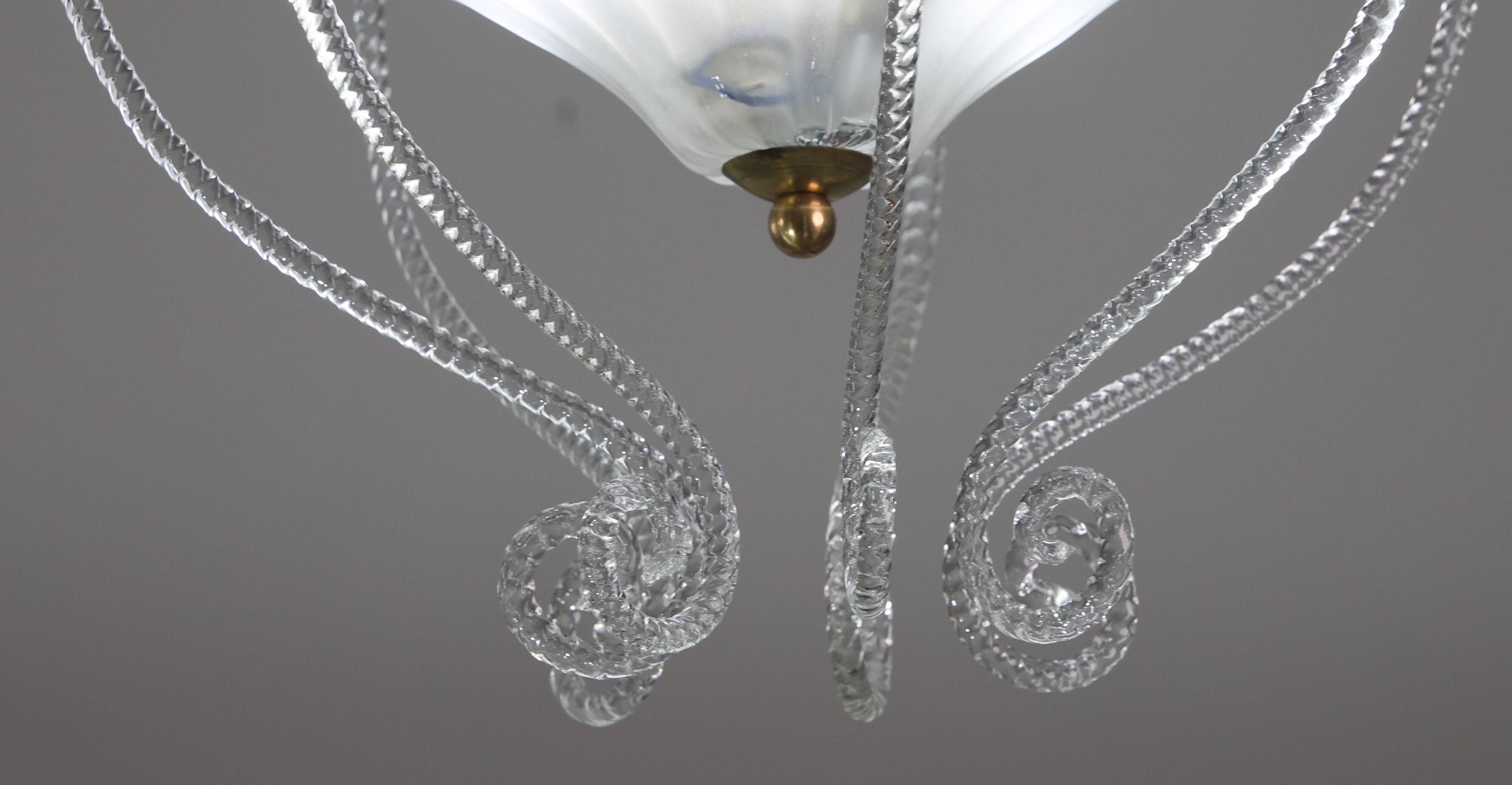 Art Decò Barovier e Toso "Fountain" Murano Glass Chandelier, 1950