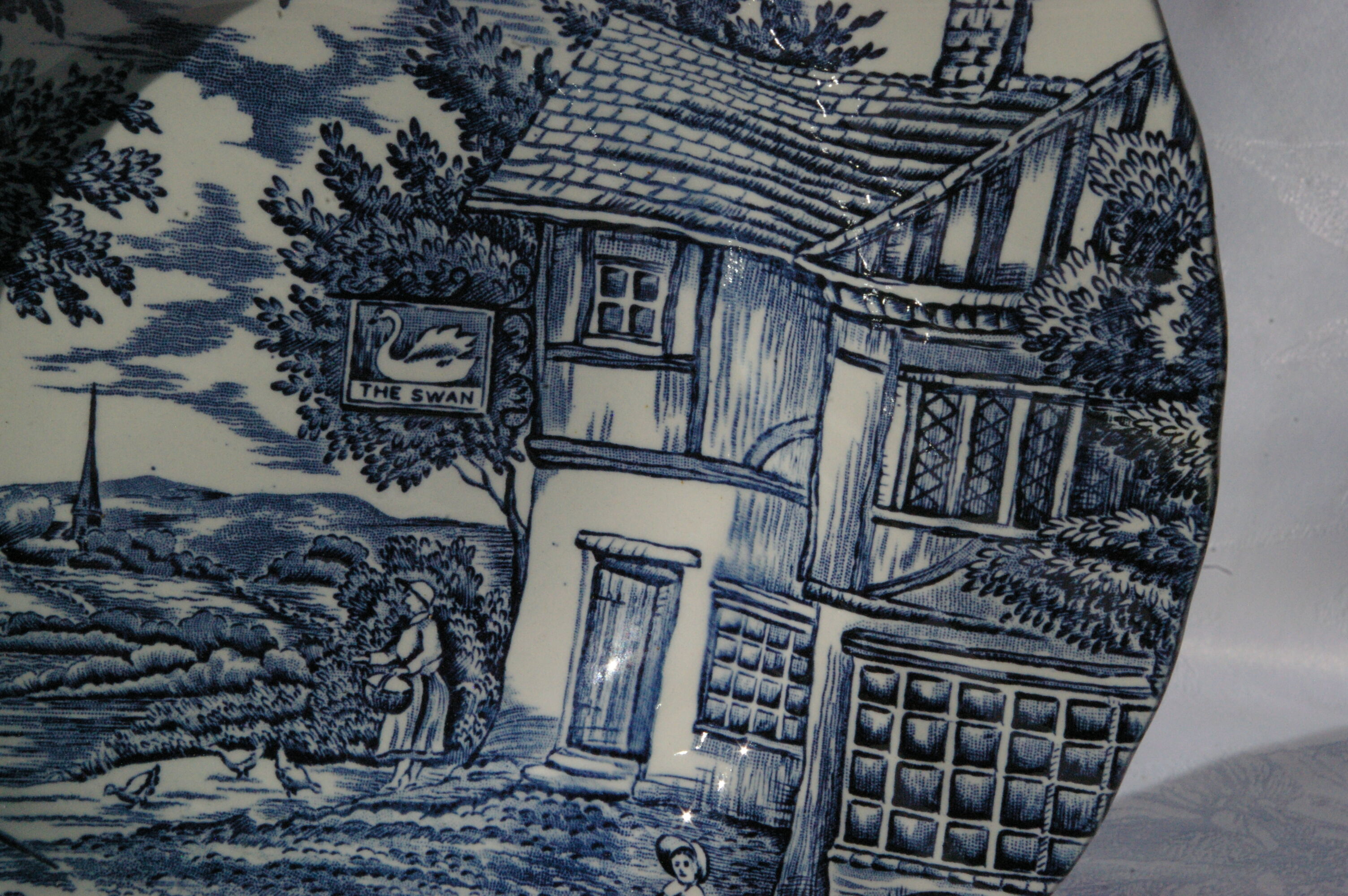 3 Hollow plates in Blue Myott English Earthenware "The Hunter"
