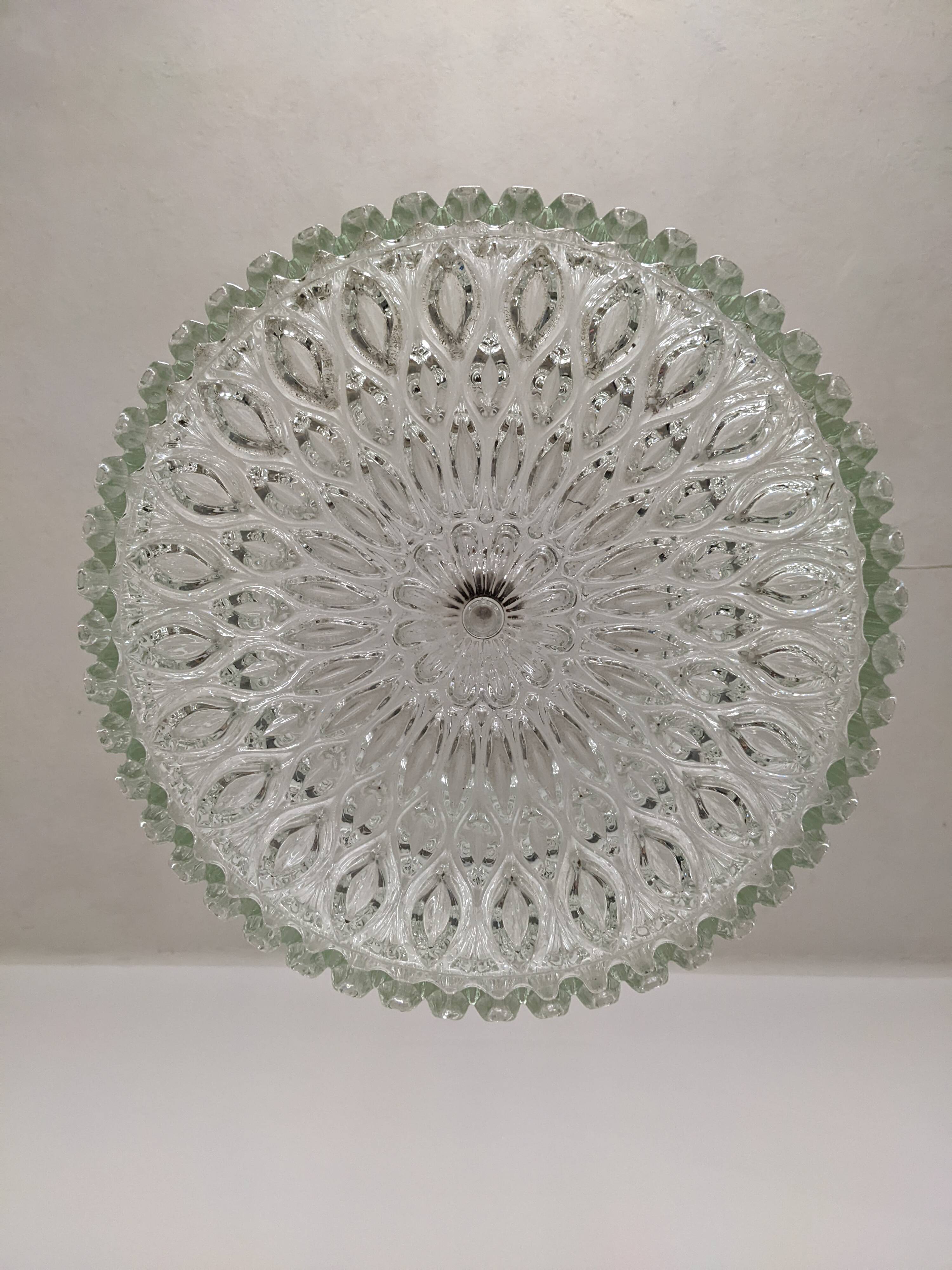 XL dome suspension in blown glass, Italy circa 1960