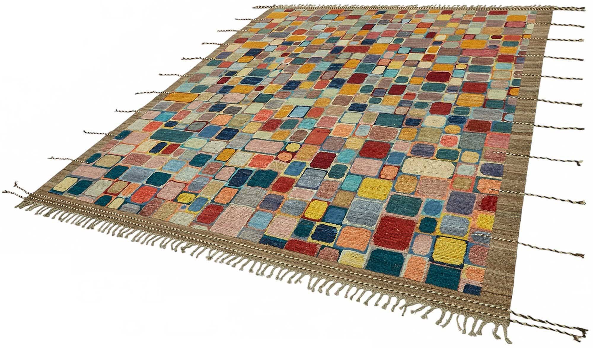 Hand-Knotted Turkish Contemporary 254 cm x 313 cm Multicolor Wool Carpet