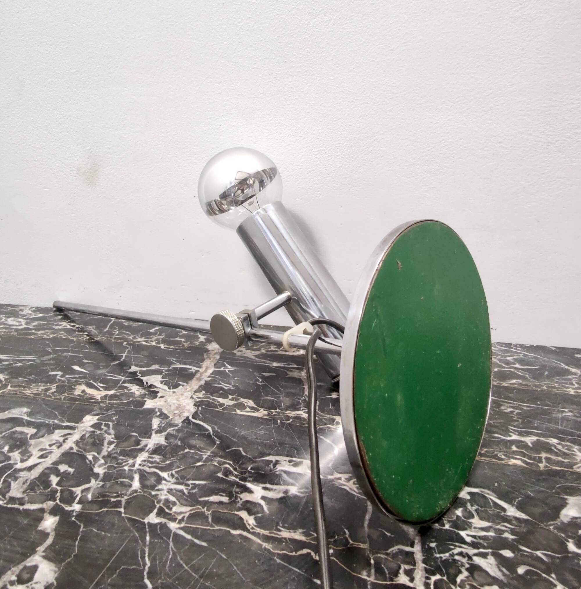 Chrome-Plated Brass Desk Lamp attr. to Giuseppe Ostuni for O-Luce, Italy