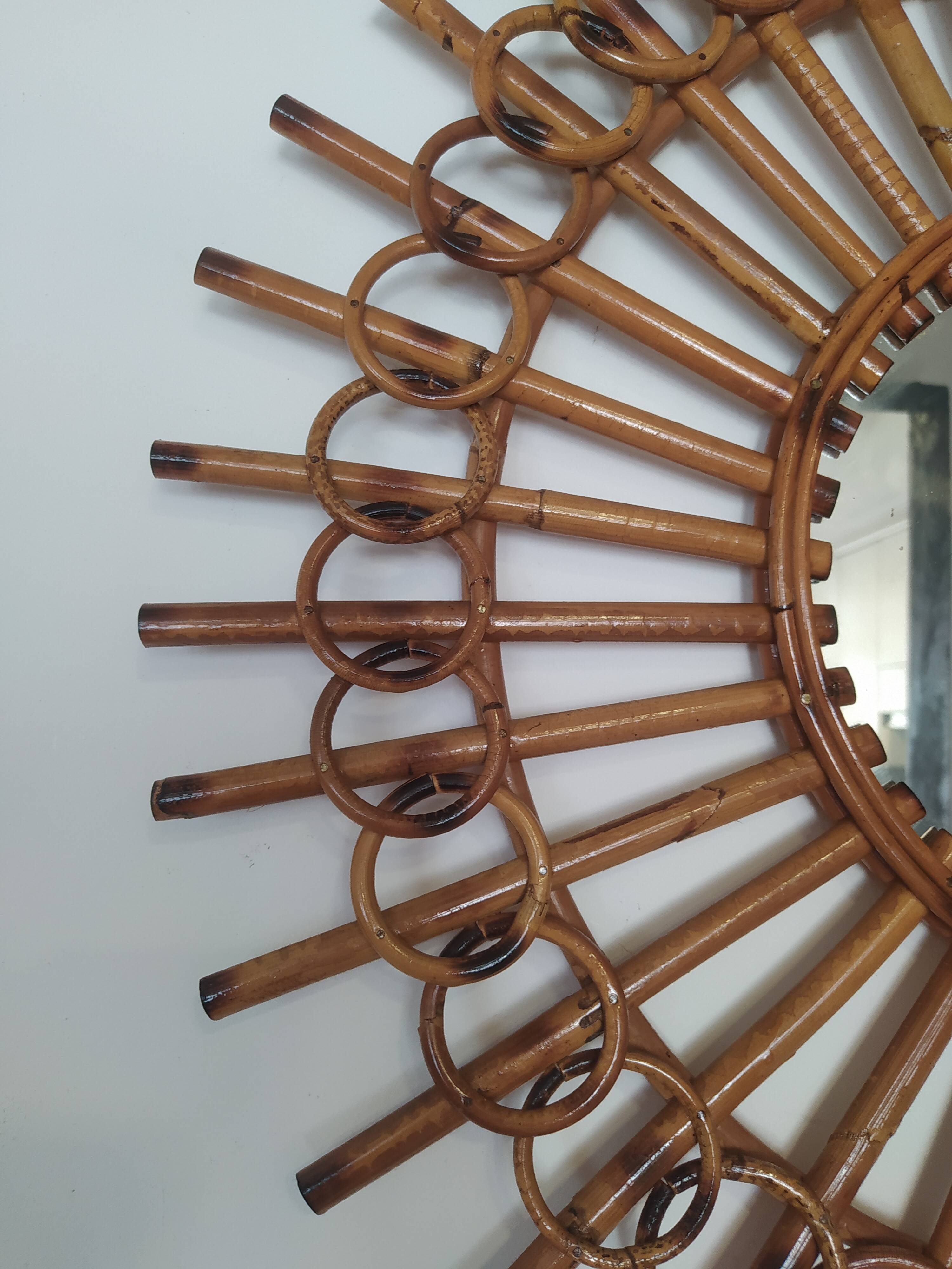 Vintage bamboo mirror 64cm