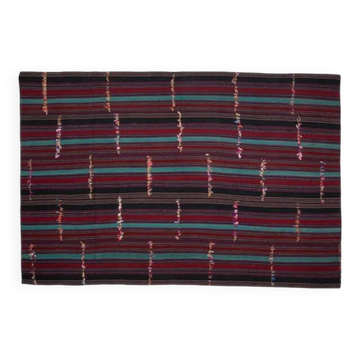 1970s Vintage Turkish Handmade Wool & Cotton Purple Area Rug 232x350
