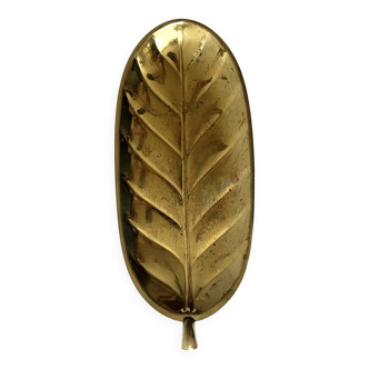 Brass leaf-shaped catchall, signed Christofle.
