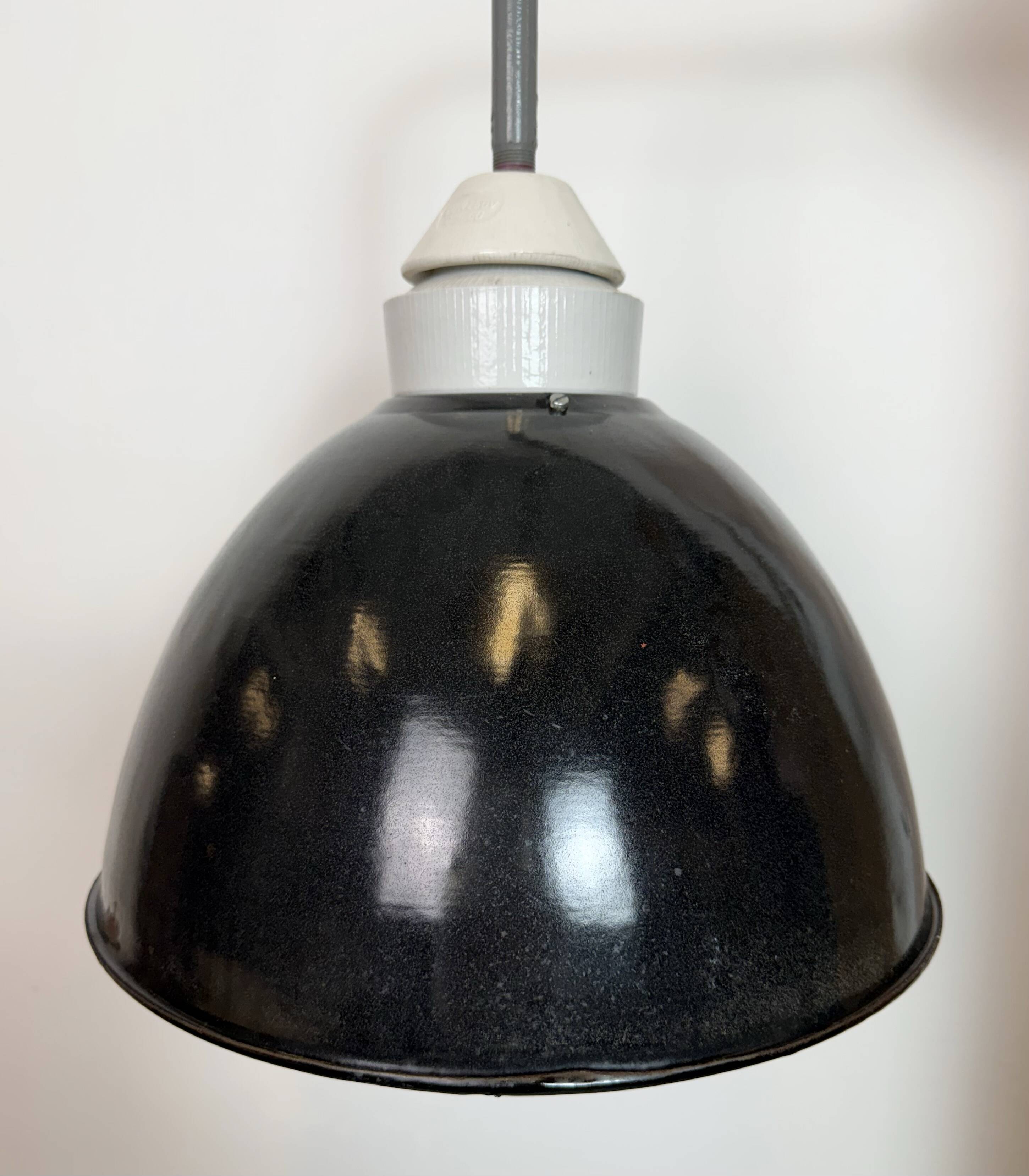 Industrial Factory Wall Lamp with Black Enamel Shade, 1960s