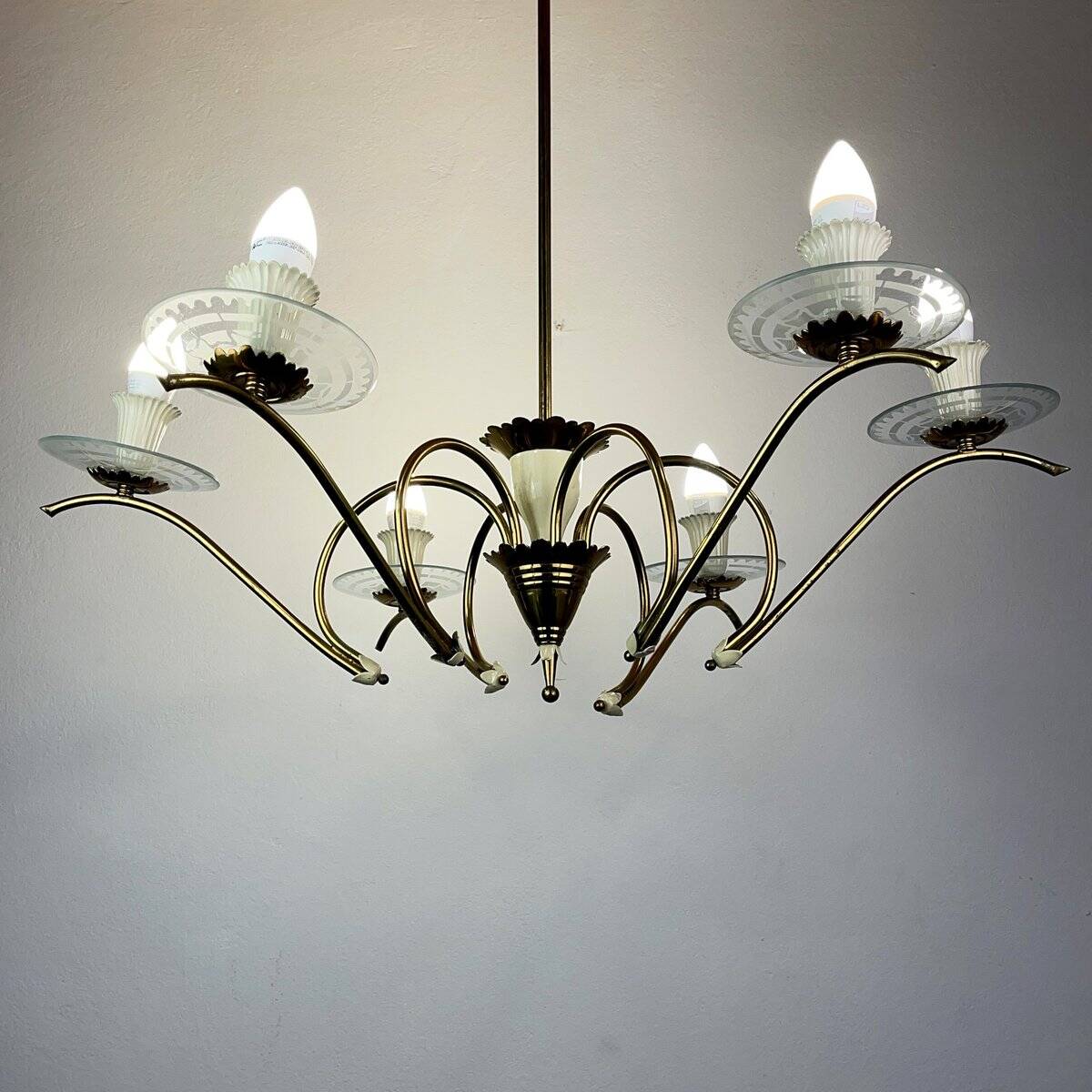 Lustre araignée du milieu du siècle par Pietro Chiesa pour Fontana Arte, Italie, années 1940