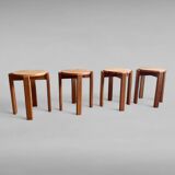 Tabouret en bois résineux, set de 4
