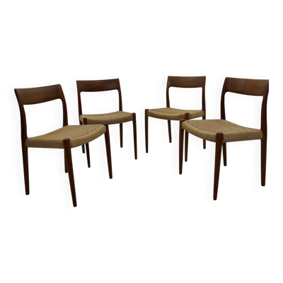 Ensemble de chaises danoises par Niels Møller pour J. L. Møllers, années 1960, ensemble de 4.
