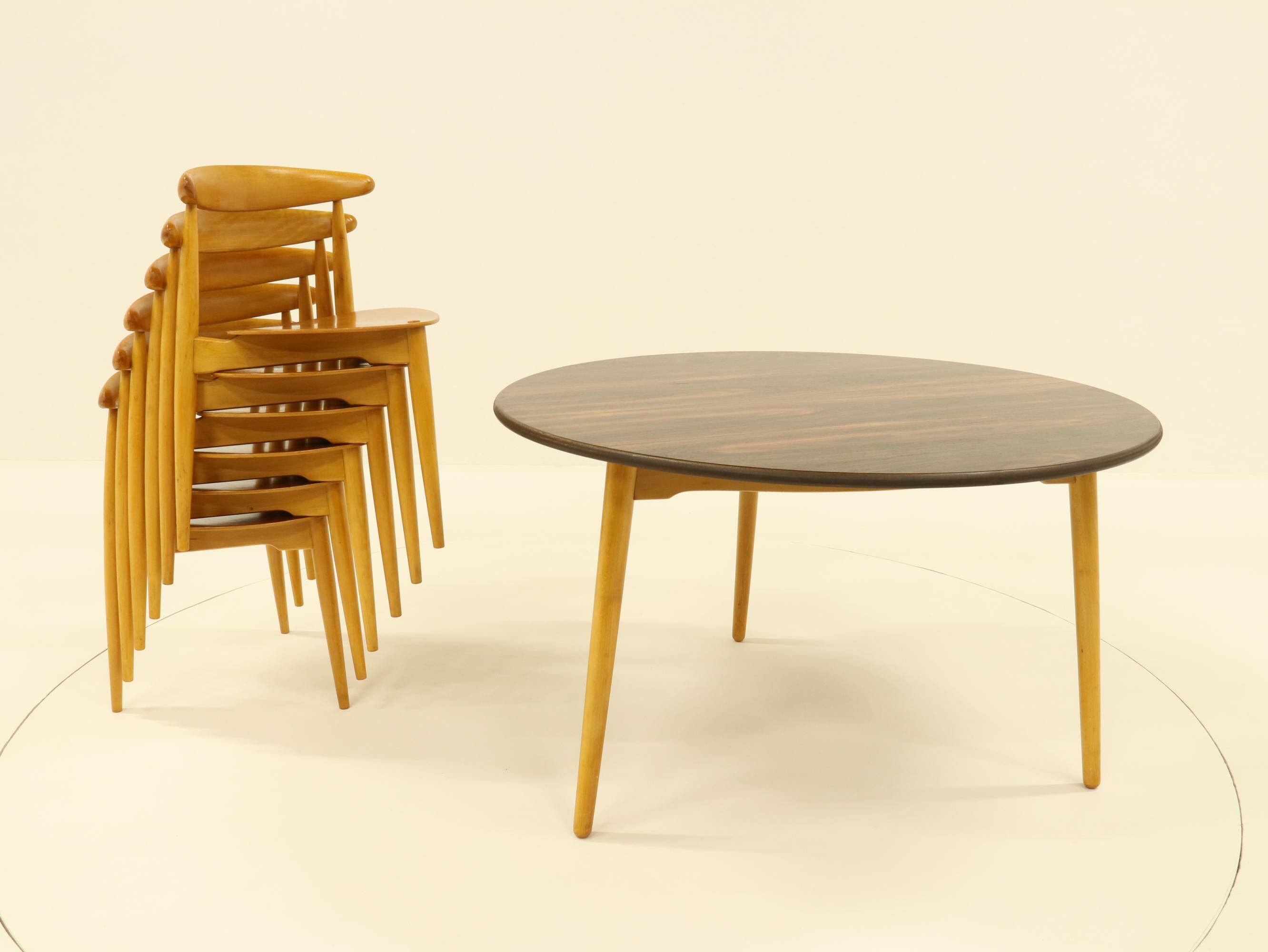 Heart dining set, designed by Hans Wegner for Fitz Hansen,  Denmark 1960s