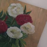 Painting on panel flowers in a vase