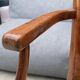 Fauteuil de bureau ancien en merisier et tissu