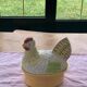 Terrine hen slurry in vintage glazed ceramic