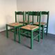 Série de 4 chaises en bois et paille