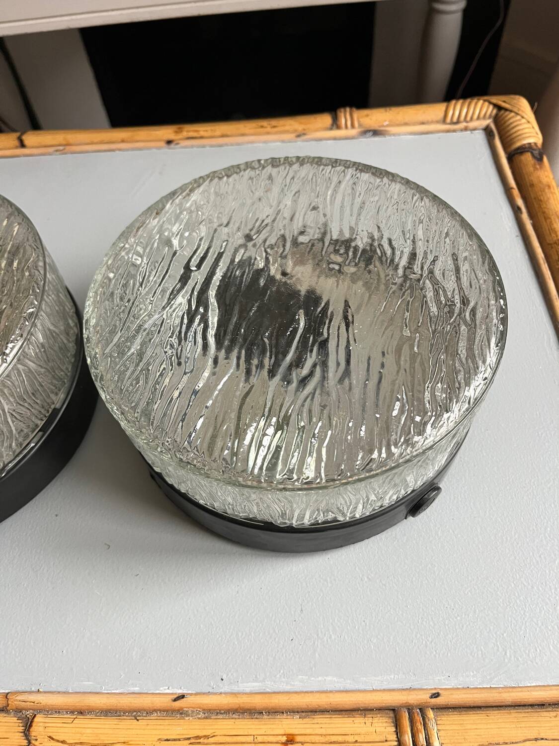 Round industrial wall light from the 1980s.