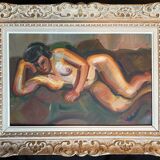 Tableau hsp "la songeuse" nue d'andré claudot (1892-1982) avec cadre