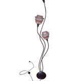 Lampadaire 3 globes en fer forgé et fibre de verre, Tarogo, 1980