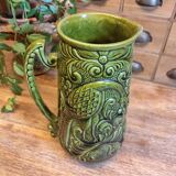 Green Barbotine Pitcher and Mug