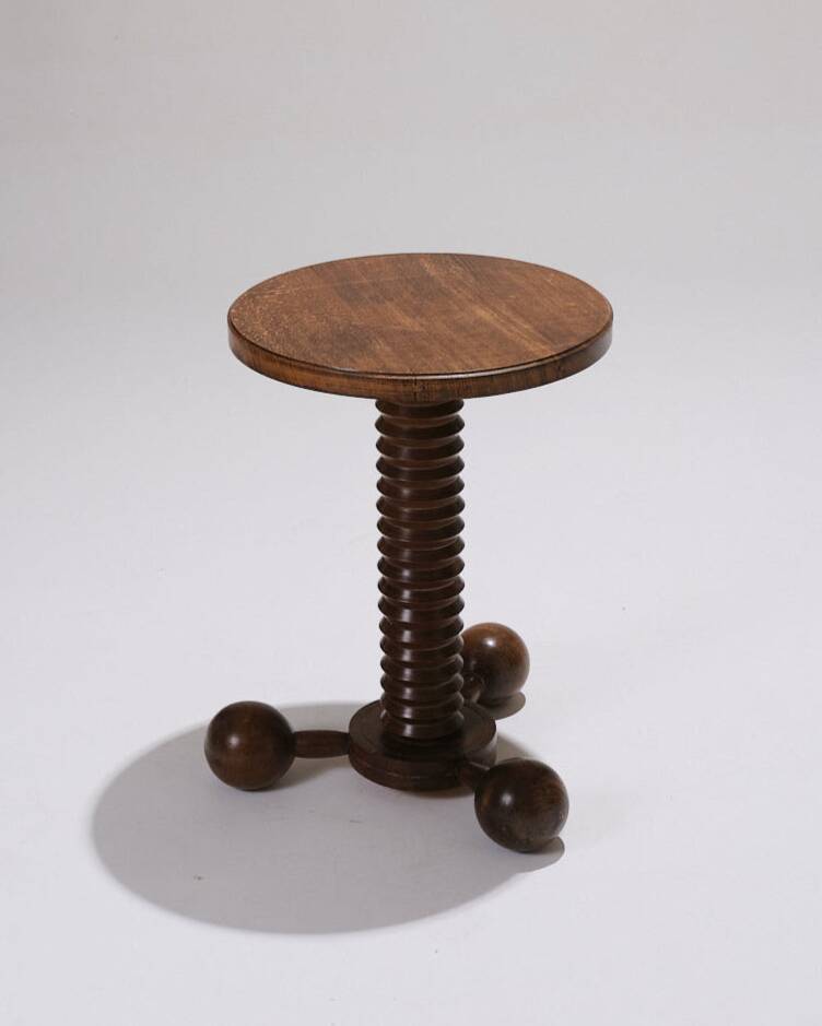 Art deco oak pedestal table, charles dudouyt, 1930s