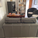 Grey leather sofa