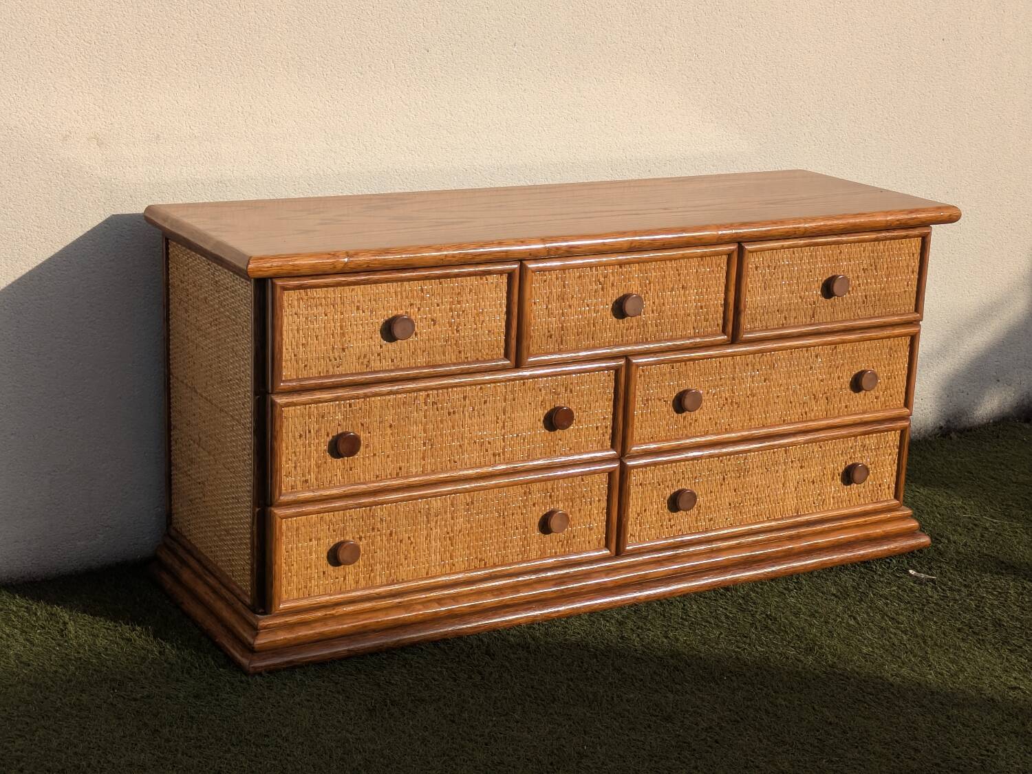 Vintage Enfilade Commode Maugrion Rattan - Roche Bobois