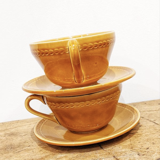 2 cups and saucers vintage '70 honey color