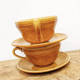 2 cups and saucers vintage '70 honey color