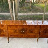 Art Deco sideboard in glossy burr walnut 1940 240cm
