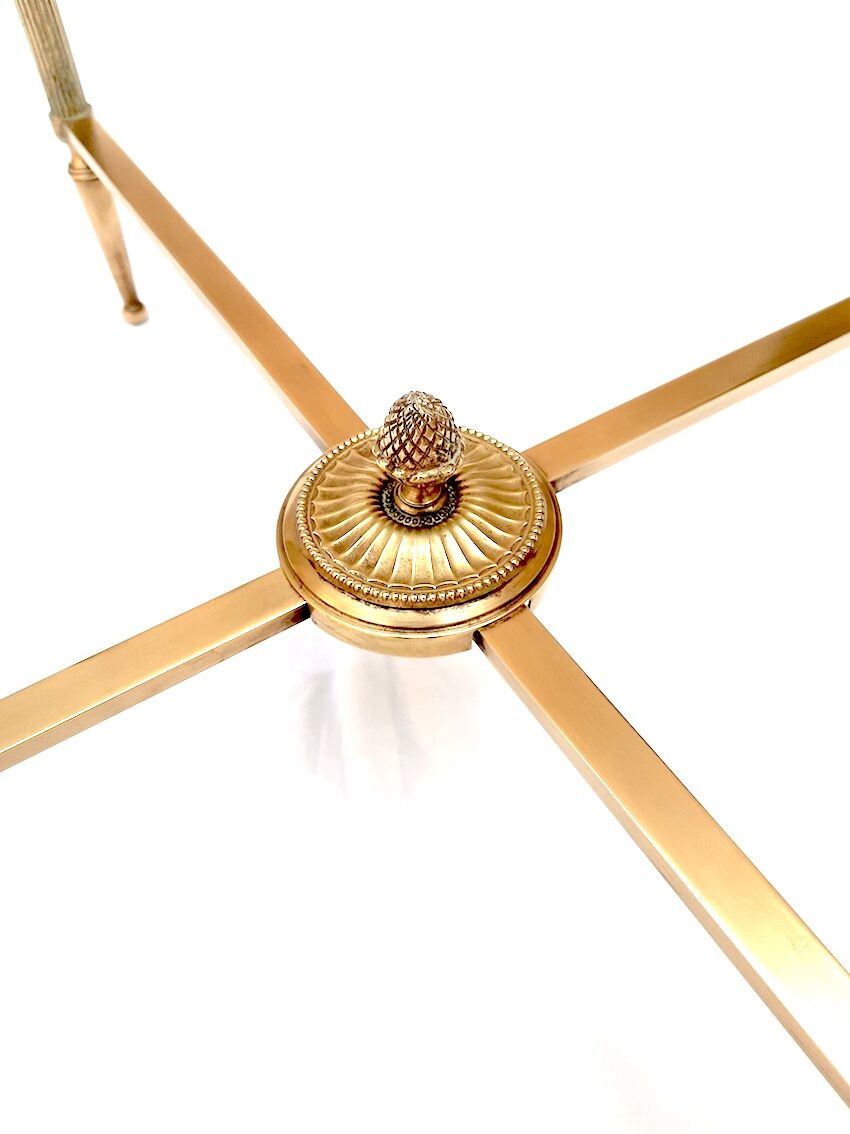 Coffee table brass and round glass design 1960