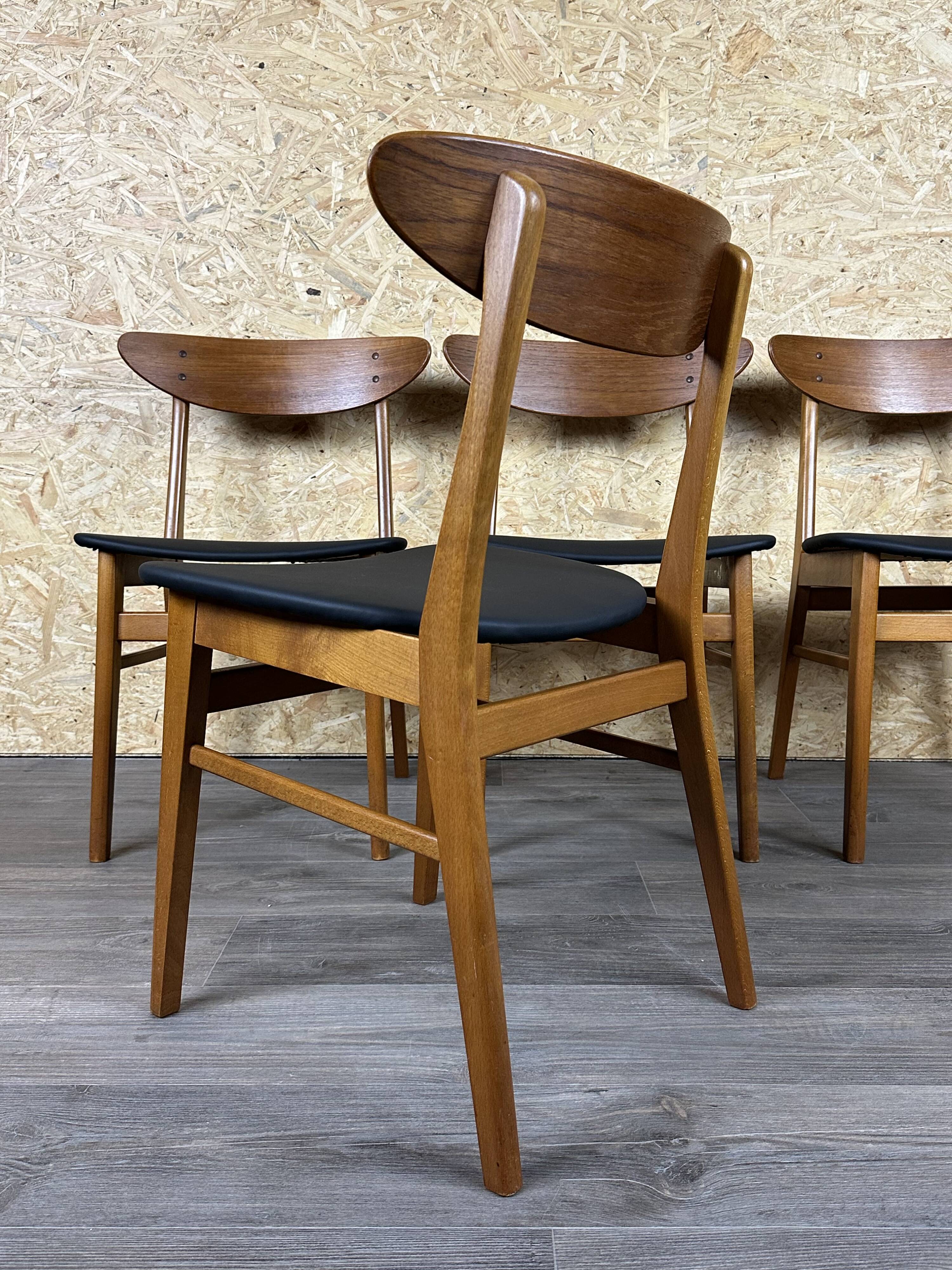 4x 60s 70s Teak Dining Room Chairs Danish Modern Design