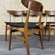 4x 60s 70s Teak Dining Room Chairs Danish Modern Design