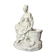 Vase Subject White Porcelain Young Woman at the Chicken
