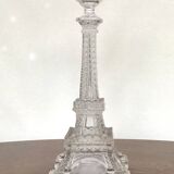 Eiffel Tower shaped candlesticks made by the Portieux crystal factory