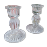 Paire de bougeoirs en verre