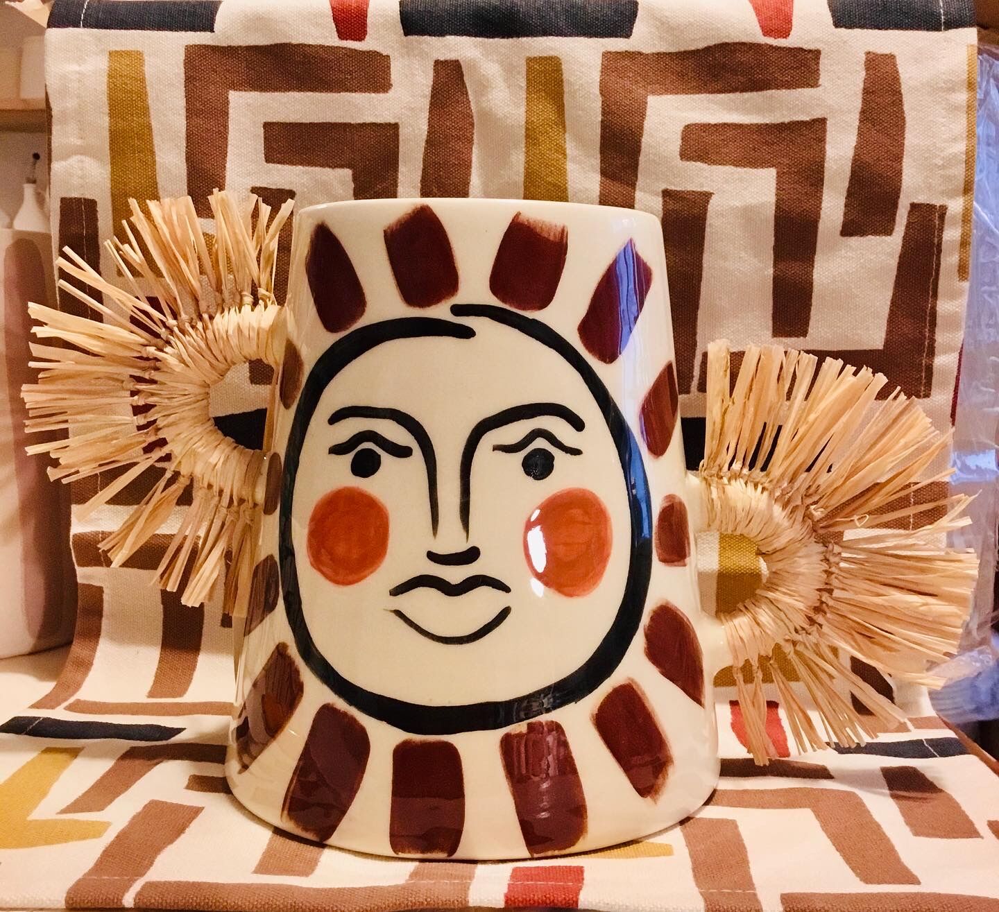 Hand-painted ceramic vase vallauris