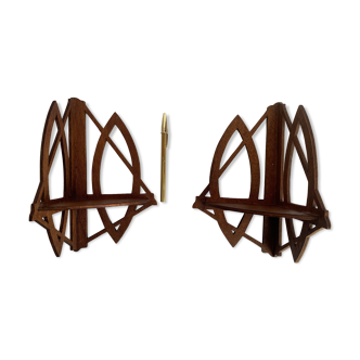 Pair of wall corner shelves, art deco