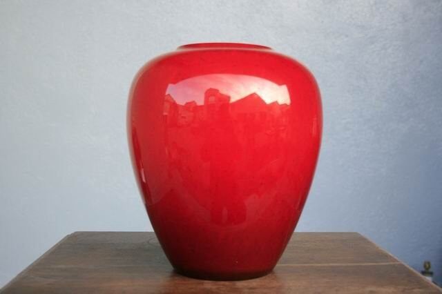 Red ceramic vase