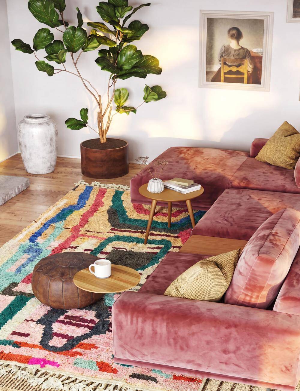 Tapis coloré contemporain - 275 x 210 cm