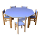 Vintage 1970s octagonal children's table in beech and lilac formica, with 5 chairs.