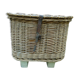 Old fishing basket rattan wood and leather