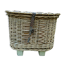 Old fishing basket rattan wood and leather