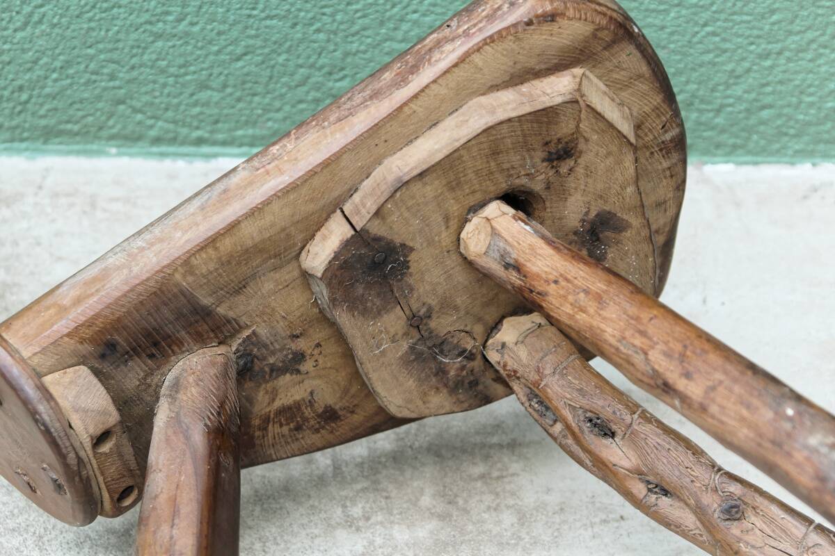 Pair of brutalist chairs in raw wood