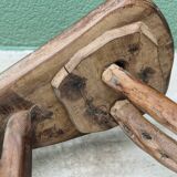 Pair of brutalist chairs in raw wood