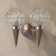 Applique murale double style scandinave - Verre moulé et teck - 1960