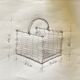 Wicker, vintage rattan pyre basket