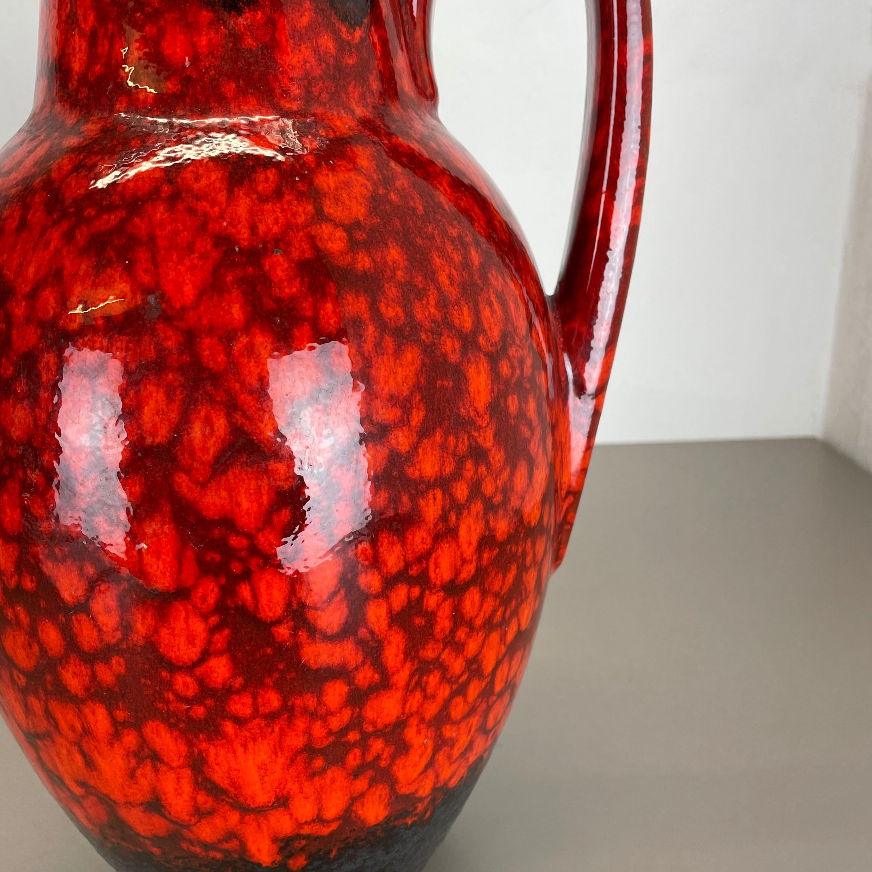 Pottery fat lava multi-color red black floor vase made by scheurich, 1970s
