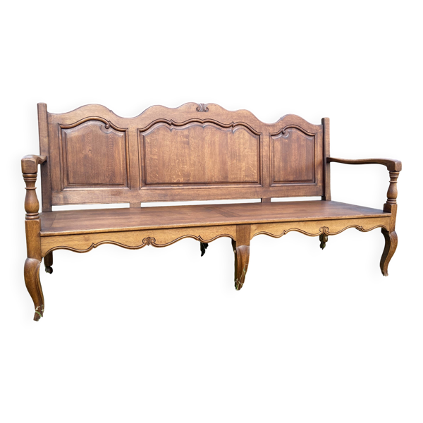 Banc rustique Véranda Patio Vintage Banc de jardin salon en chêne 1980s