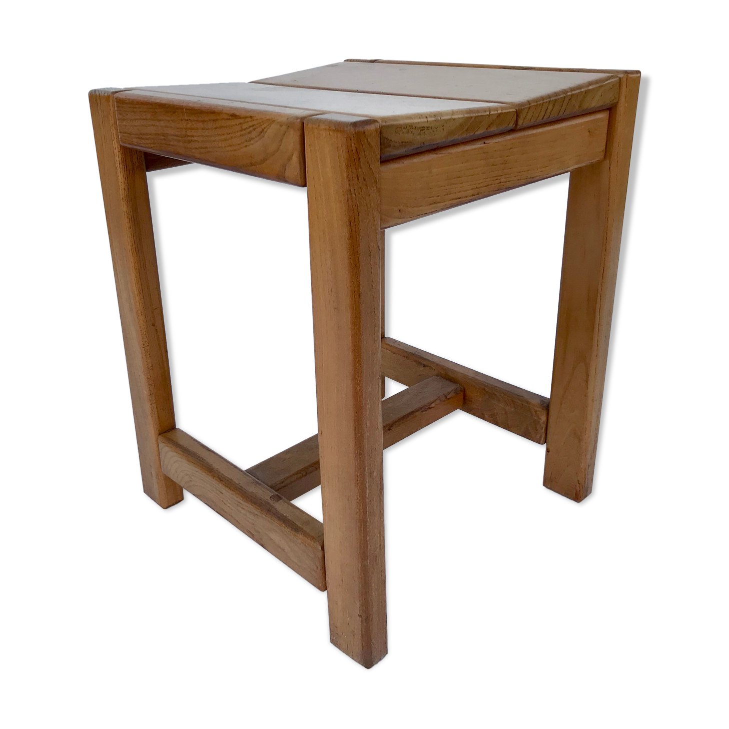 Massive elm stool France 70s