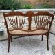 Sofa bench in curved wood and rattan fischel